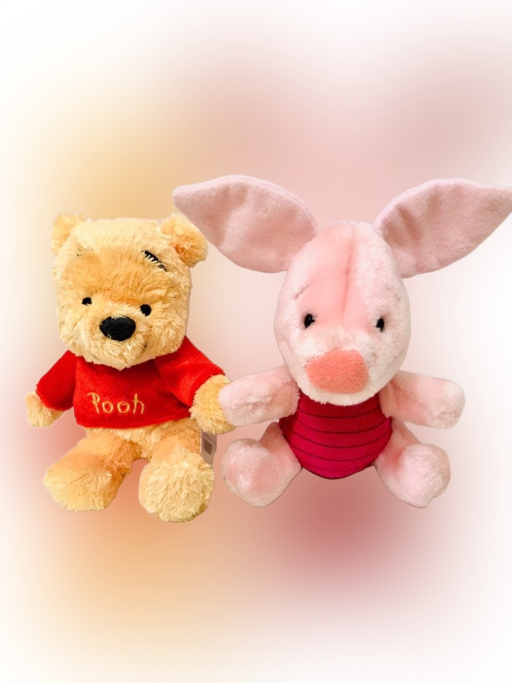 Sears Walt Disney Vintage Piglet Plush & Disney Store Shaggy Pooh Bean Bag Toy